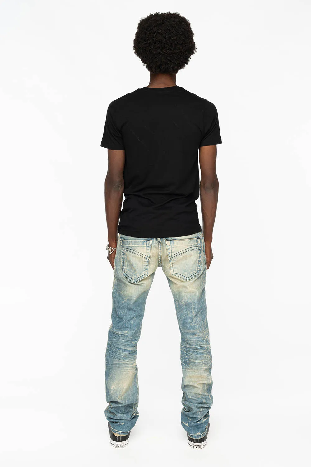 MENS MOTORCYCLE ZIPPERS SLIM JEANS IN LIGHT BLUE WASH sold by Robin's Jean product image thumbnail 4