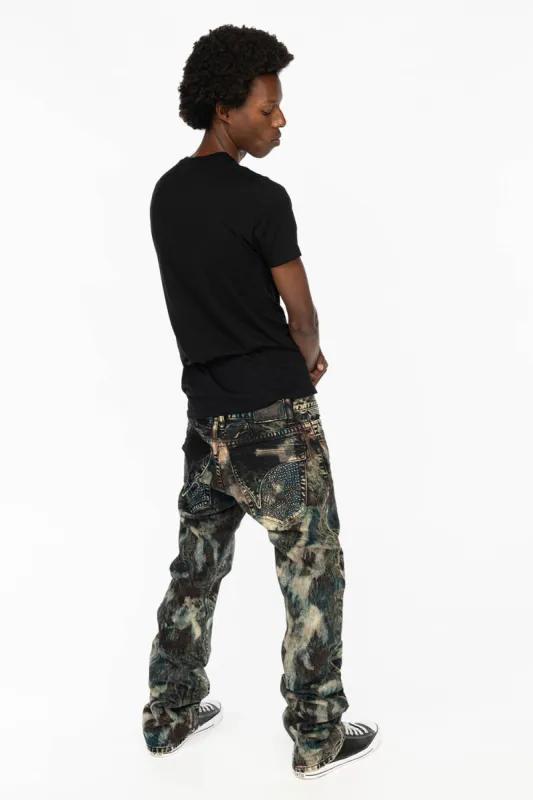 LONG FLAP STRAIGHT LEG JEANS IN MILWAUKEE WASH WITH MASSIVE EMBELLISHMENT sold by Robin's Jean