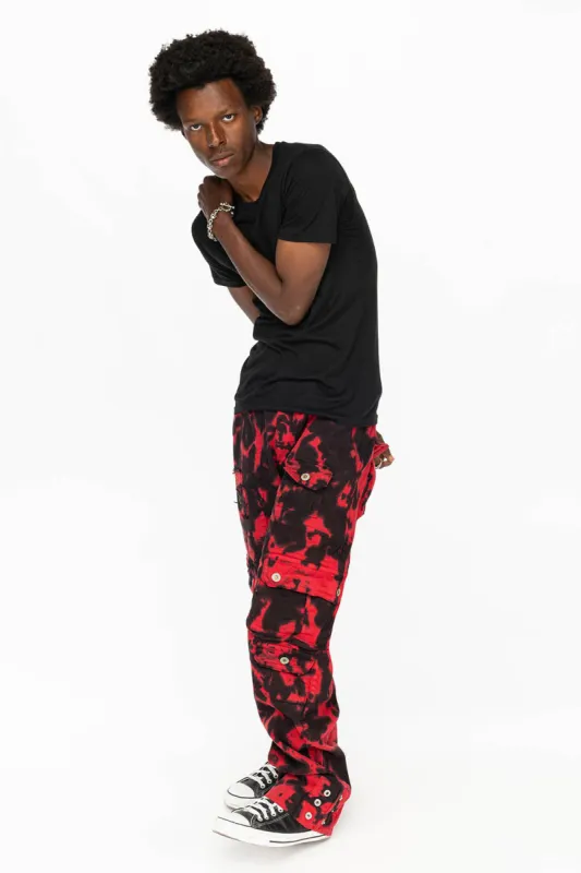 ORIGINAL ROBIN’S JEAN CALL OF DUTY CARGO PANTS IN BLACK/RED SPECIALTY WASH sold by Robin's Jean