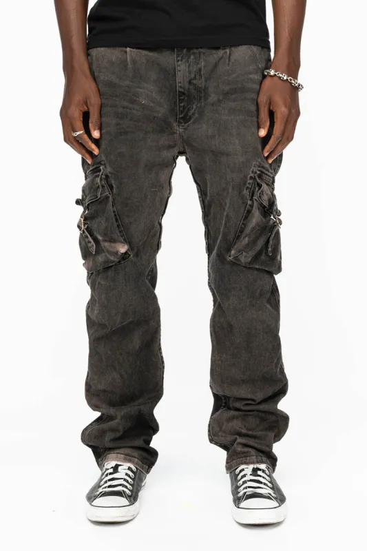 ROBINS NEW MILITARY STYLE CARGO PANTS IN VINTAGE CHARCOAL COLOR WASH sold by Robin's Jean