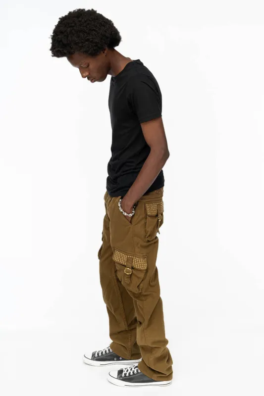 ROBINS NEW MILITARY STYLE CARGO PANTS IN OLIVE WITH SMOKY TOPAZ CRYSTALS sold by Robin's Jean
