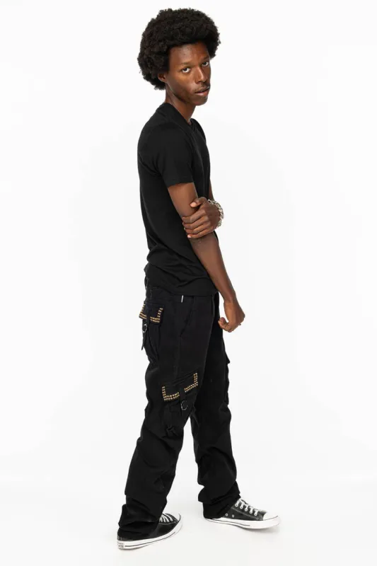 ROBINS NEW MILITARY STYLE CARGO PANTS IN BLACK WITH BLK DIAMOND CRYSTALS sold by Robin's Jean