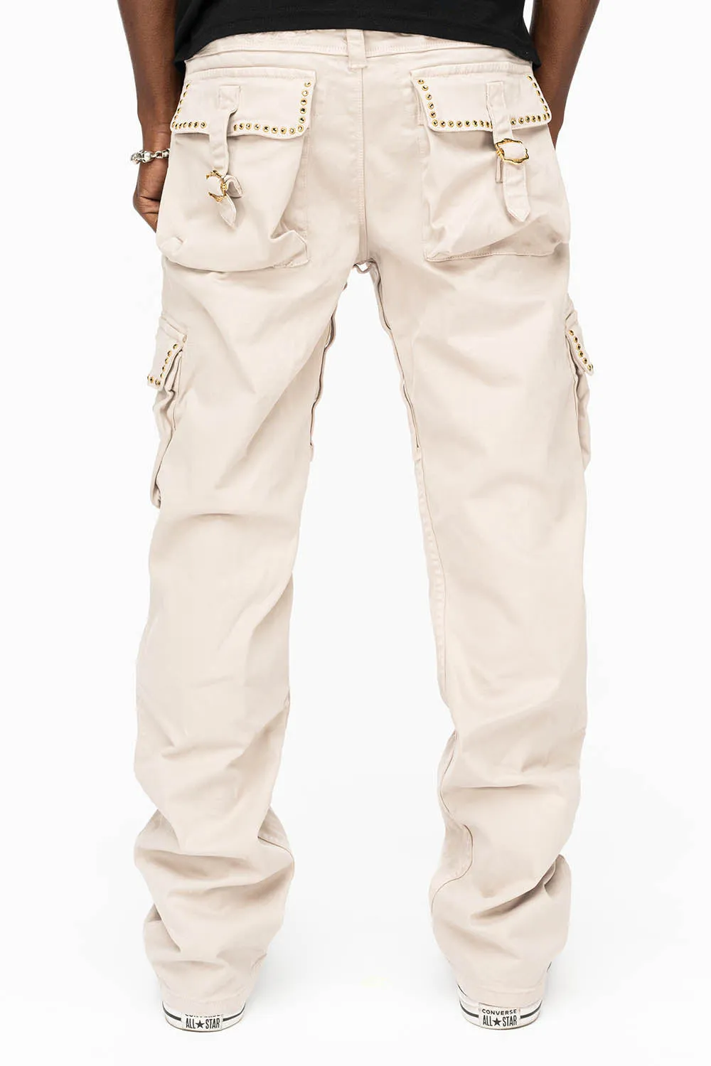 ROBINS NEW MILITARY STYLE CARGO PANTS IN STONE COLOR WASH WITH  BLACK DIAMOND CRYSTALS sold by Robin's Jean product image thumbnail 5