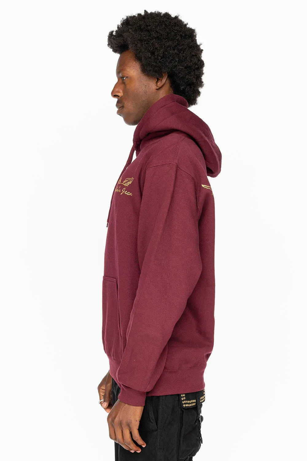 PULLOVER HOODIE IN BURGUNDY WITH GOLD GLITTER FLEUR sold by Robin's Jean product image thumbnail 3