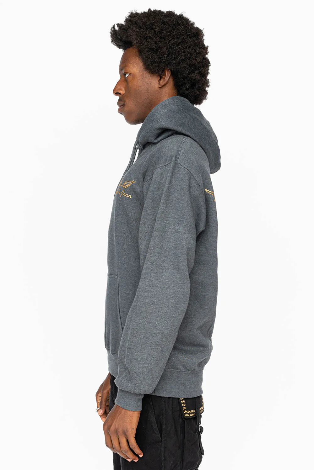 PULLOVER HOODIE IN DARK HEATHER WITH GOLD GLITTER FLEUR sold by Robin's Jean product image thumbnail 3