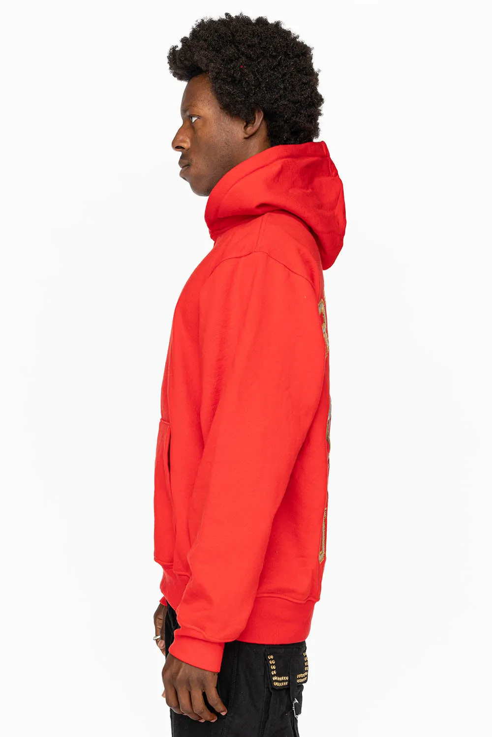 ROBIN’S HEAVY WEIGHT NATIVE AMERICAN CHIEF PULLOVER HOODIE IN RED sold by Robin's Jean product image thumbnail 3