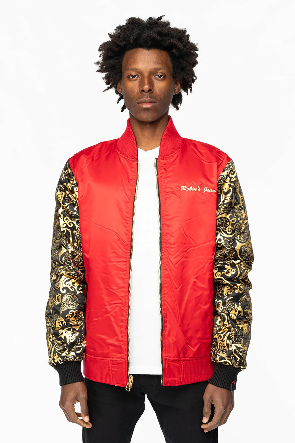 ROBIN’S REVERSIBLE VARSITY BOMBER JACKET IN BLACK/GOLD sold by Robin's Jean product image thumbnail 4