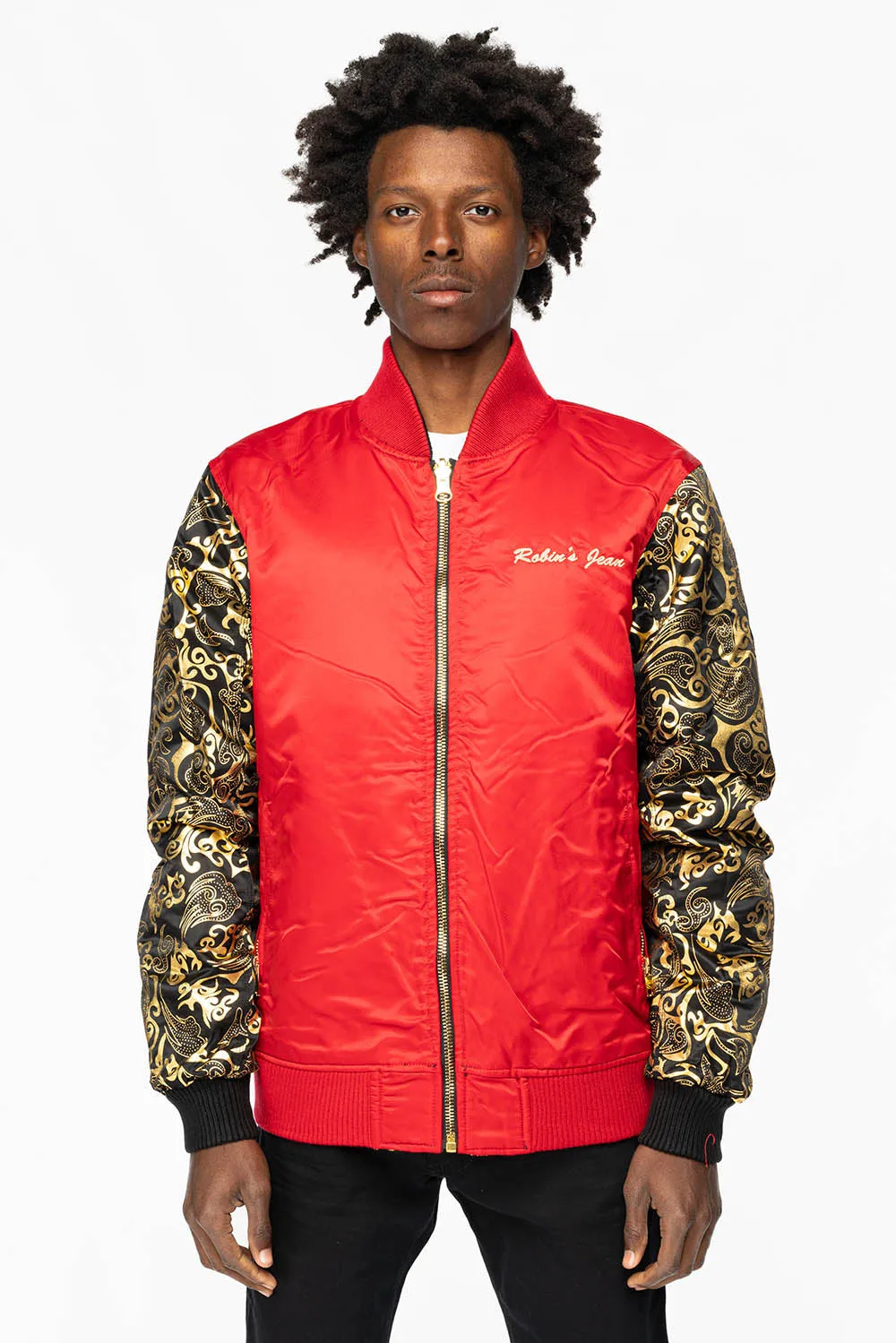 ROBIN’S REVERSIBLE VARSITY BOMBER JACKET IN BLACK/GOLD sold by Robin's Jean product image thumbnail 5