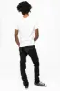 MENS LONG FLAP SLIM JEANS WITH FULL CRYSTALS & STUDS IN PURE BLK WASH sold by Robin's Jean