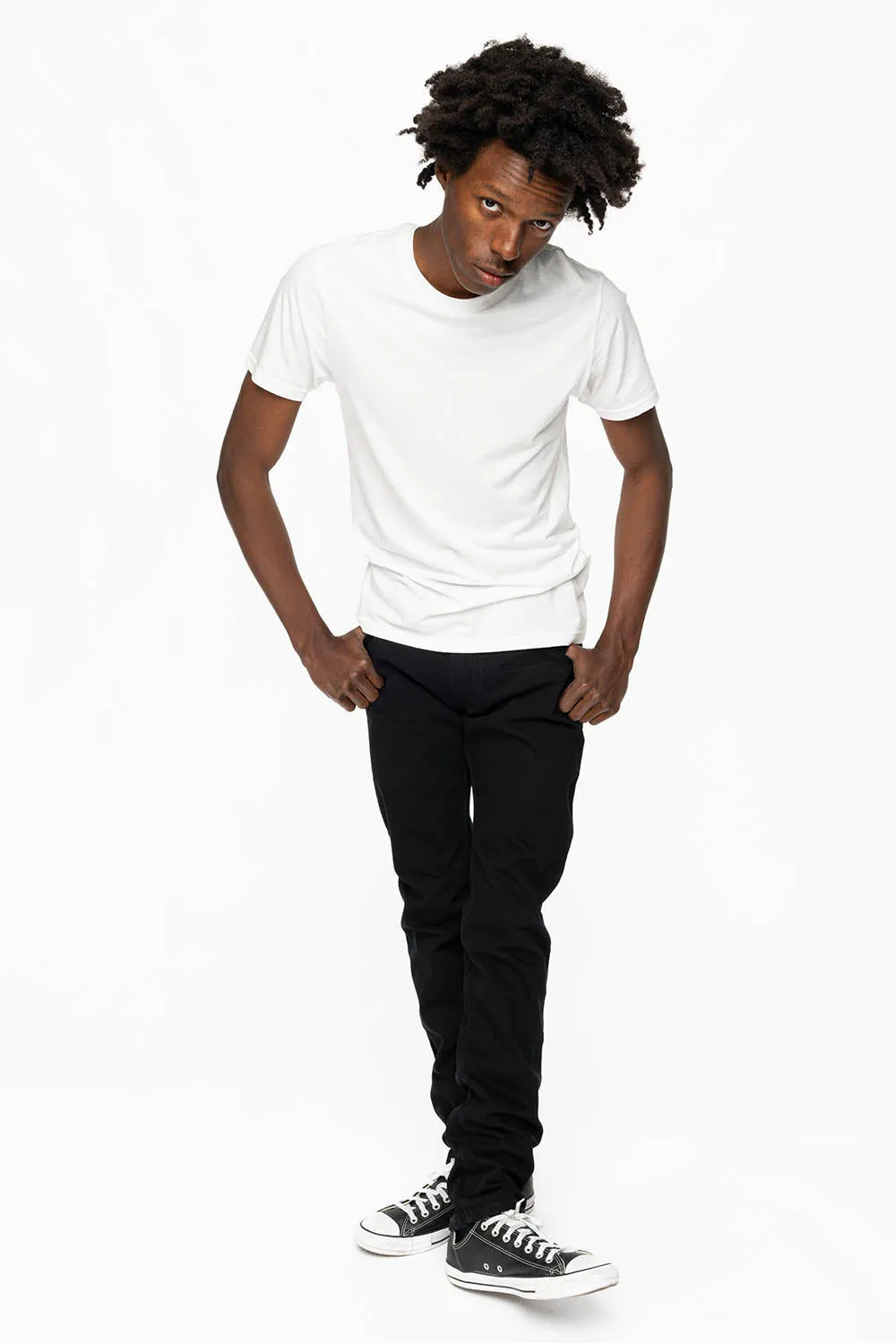 MENS LONG FLAP SLIM JEANS WITH FULL CRYSTALS & STUDS IN PURE BLK WASH sold by Robin's Jean product image thumbnail 3