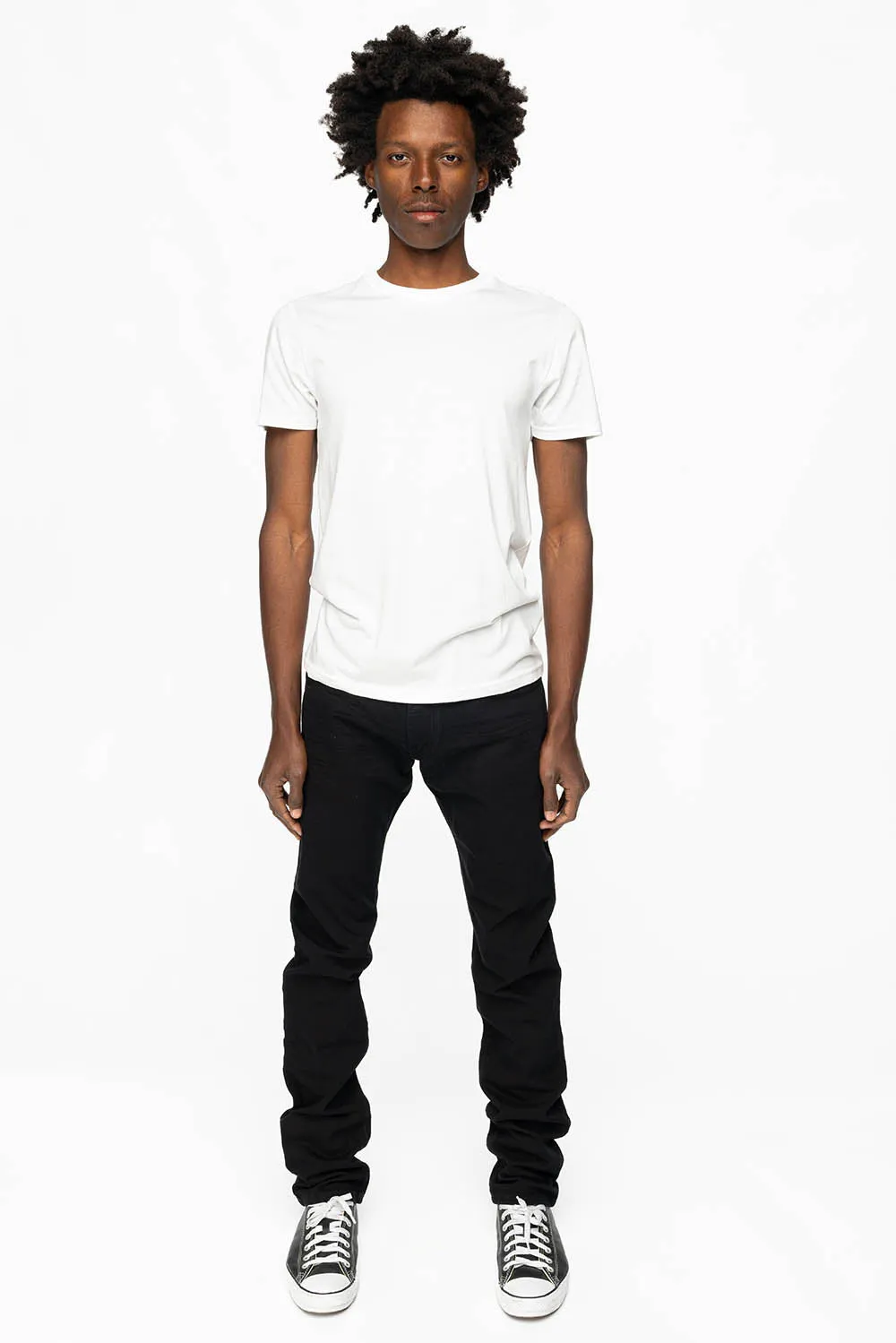 MENS LONG FLAP SLIM JEANS WITH FULL CRYSTALS & STUDS IN PURE BLK WASH sold by Robin's Jean product image thumbnail 4