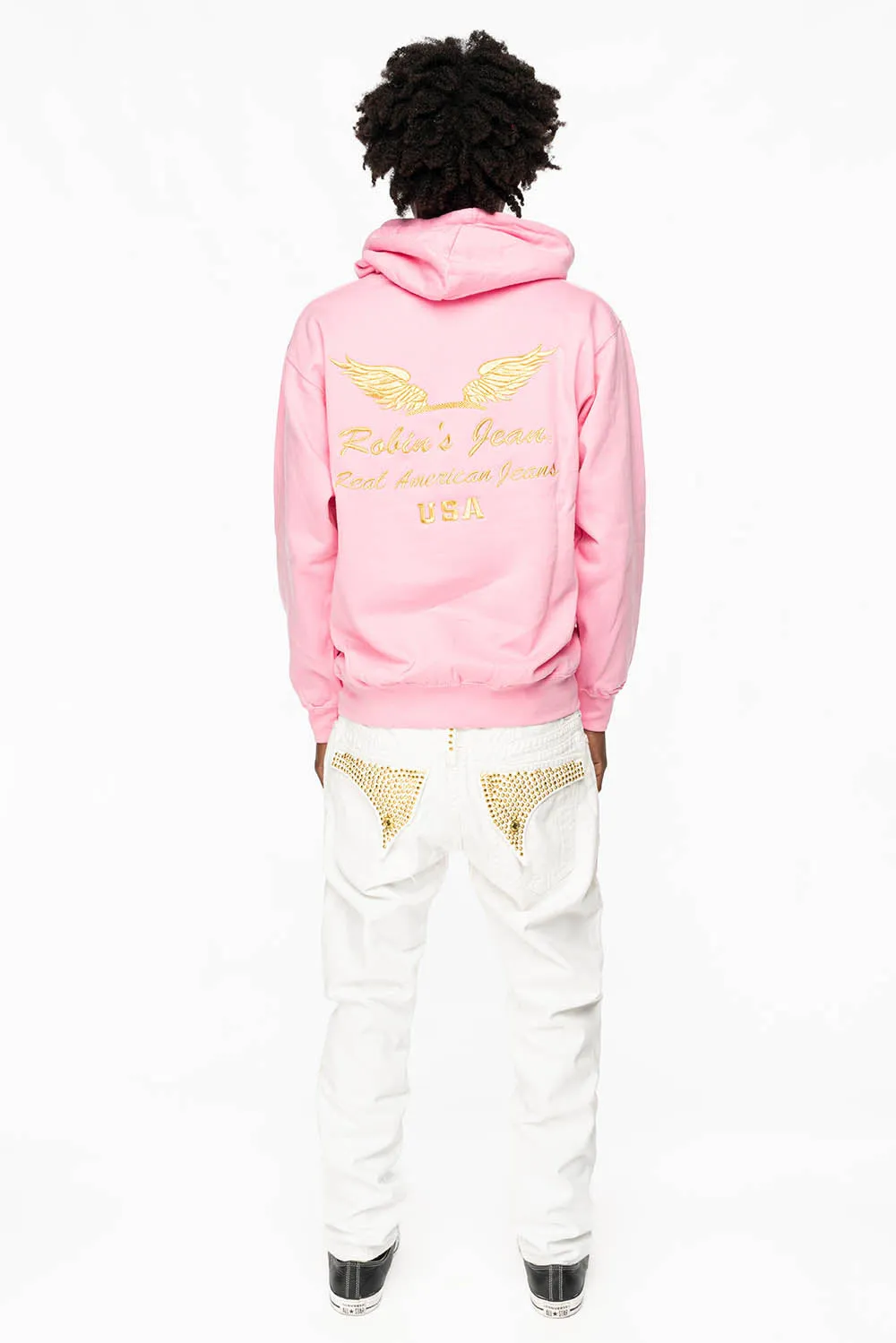 MENS LONG FLAP SLIM JEANS WITH FULL AURUM CRYSTALS IN PURE WHITE DNM sold by Robin's Jean product image thumbnail 5