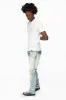 MENS LONG FLAP SLIM JEANS WITH FULL CRYSTALS IN D WASH WHITE DNM sold by Robin's Jean