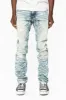 MENS LONG FLAP SLIM JEANS WITH FULL CRYSTALS IN D WASH WHITE DNM sold by Robin's Jean