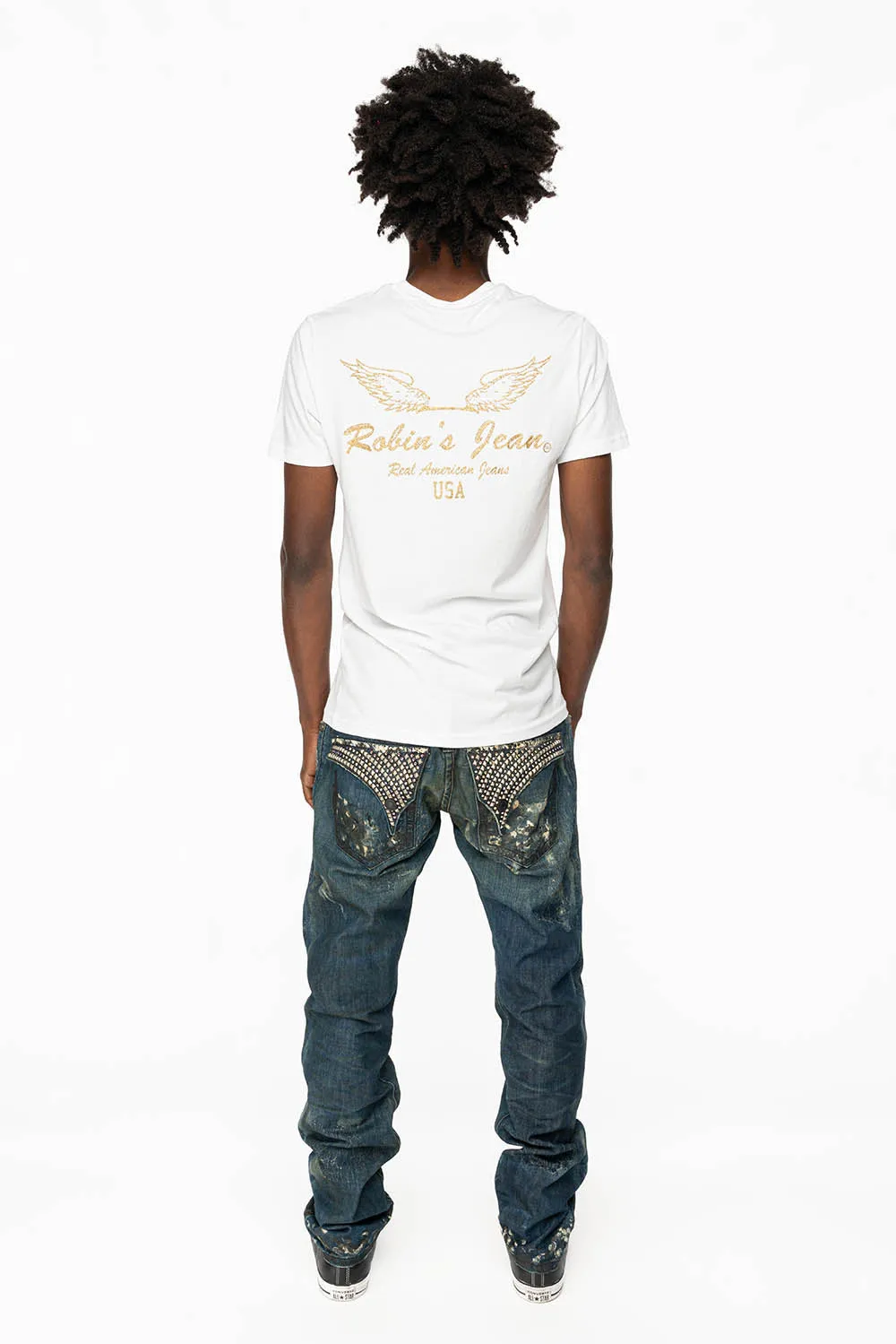 KILLER FLAP STRAIGHT LEG JEANS WITH CRYSTALS AND PYRAMID IN JUPITER BLUE SPECIALTY WASH sold by Robin's Jean product image thumbnail 5