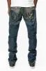 KILLER FLAP STRAIGHT LEG JEANS WITH CRYSTALS AND PYRAMID IN JUPITER BLUE SPECIALTY WASH sold by Robin's Jean