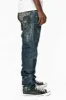 KILLER FLAP STRAIGHT LEG JEANS WITH CRYSTALS AND PYRAMID IN JUPITER BLUE SPECIALTY WASH sold by Robin's Jean