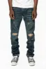 KILLER FLAP STRAIGHT LEG JEANS WITH CRYSTALS AND PYRAMID IN JUPITER BLUE SPECIALTY WASH sold by Robin's Jean