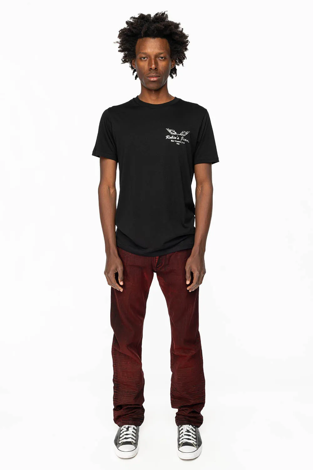 KILLER FLAP STRAIGHT LEG JEANS WITH FULL CRYSTALS IN DIGGER RED COATED WASH sold by Robin's Jean product image thumbnail 5