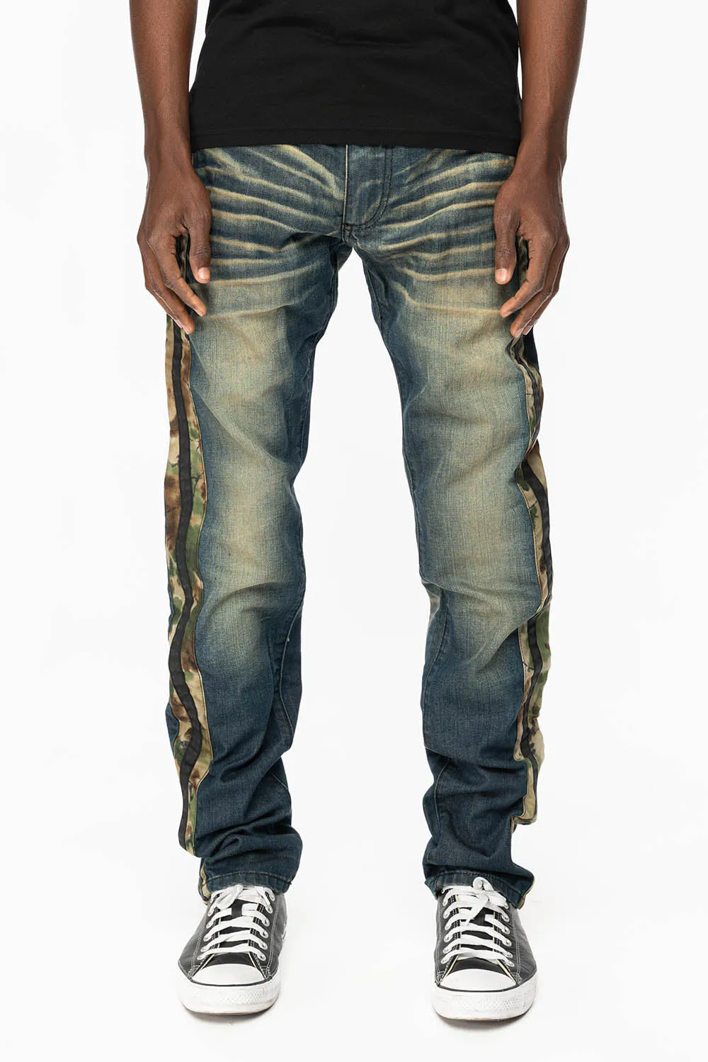 MINI FLAP MENS SLIM JEANS IN CONCORD DARK WASH WITH CRYSTALS sold by Robin's Jean product image thumbnail 2