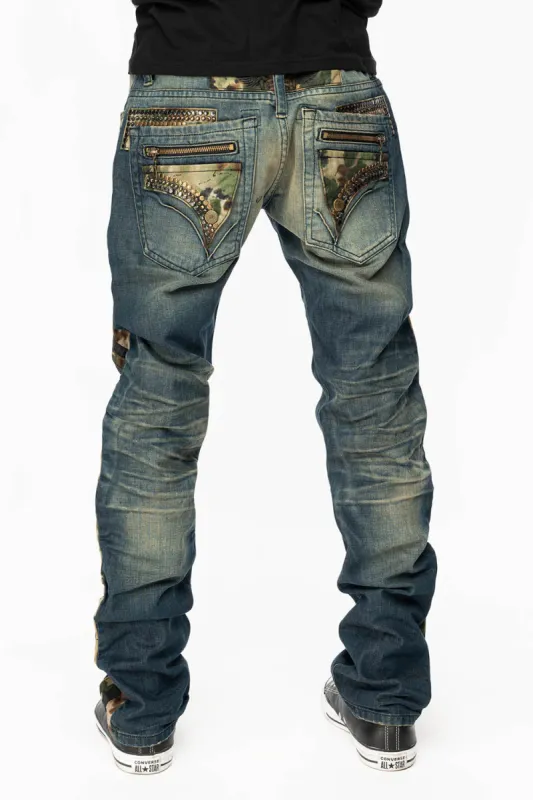 MINI FLAP MENS SLIM JEANS IN CONCORD DARK WASH WITH CRYSTALS sold by Robin's Jean
