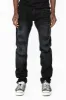 MENS LONG FLAP SLIM JEANS WITH CRYSTALS AND STUDS IN F-UP BLACK WASH sold by Robin's Jean