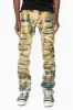 MENS LONG FLAP SLIM RIPPED JEANS WITH FULL CRYSTALS IN SYDNEY WASH sold by Robin's Jean