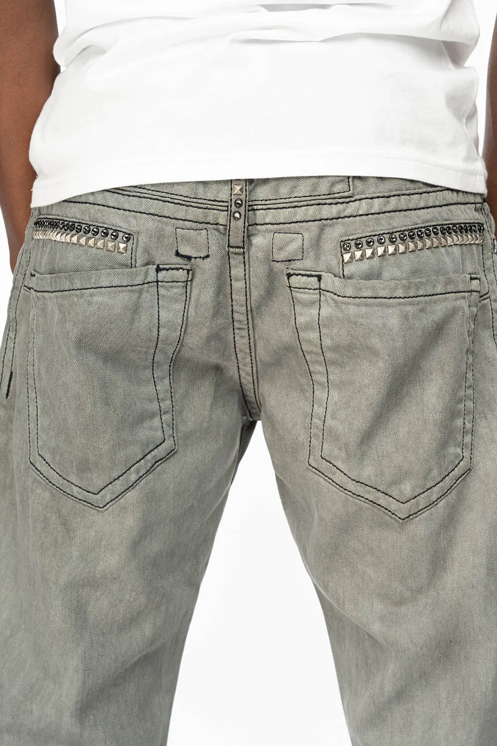 MENS STRAIGHT CUT JEANS WITH CRYSTALS AND STUDS IN FUTURE WASH sold by Robin's Jean product image thumbnail 5