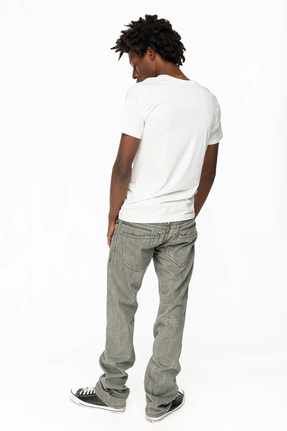 MENS STRAIGHT CUT JEANS WITH CRYSTALS AND STUDS IN FUTURE WASH sold by Robin's Jean