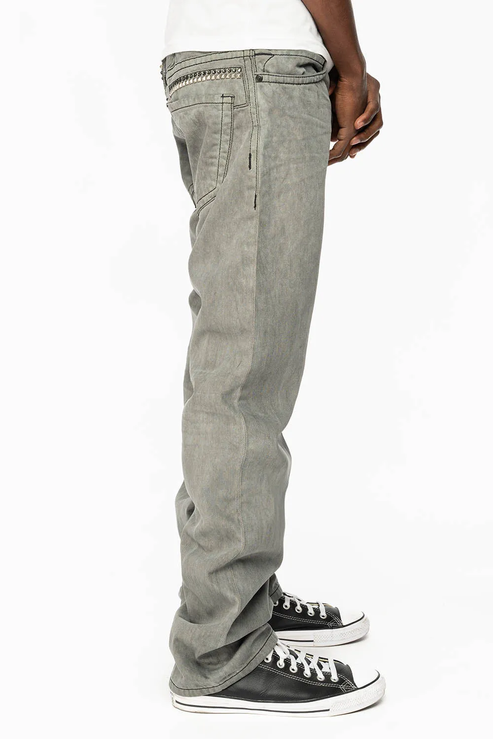 MENS STRAIGHT CUT JEANS WITH CRYSTALS AND STUDS IN FUTURE WASH sold by Robin's Jean product image thumbnail 3