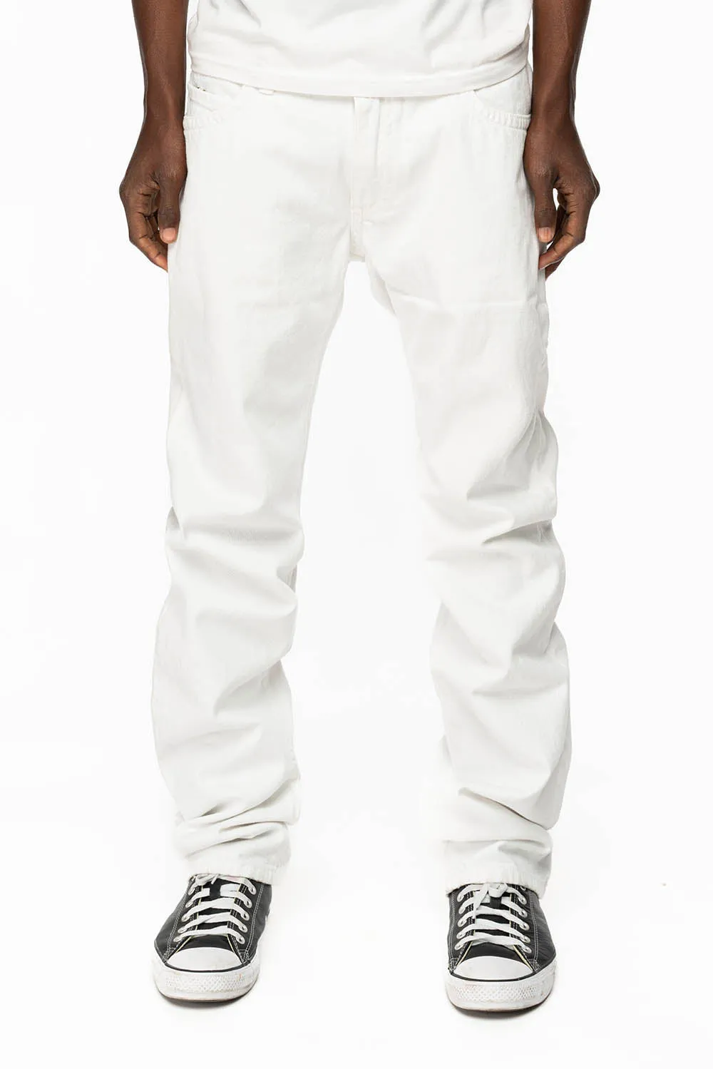 MENS CLASSIC 5 POCKET STRAIGHT LEG JEANS IN WHITE WITH STUDS AND CRYSTALS sold by Robin's Jean product image thumbnail 2