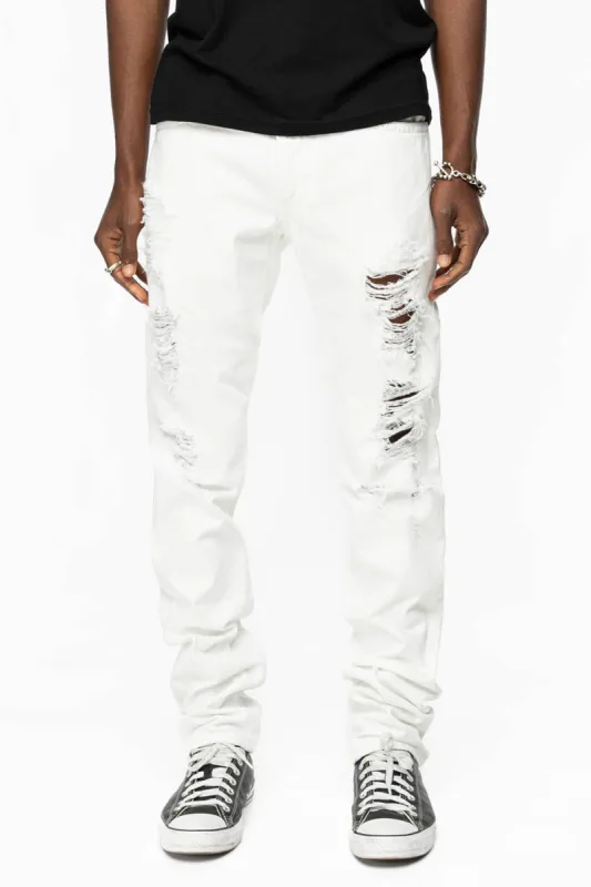 MENS CLASSIC 5 POCKET SLIM LEG JEANS IN WHITE BROKEN sold by Robin's Jean