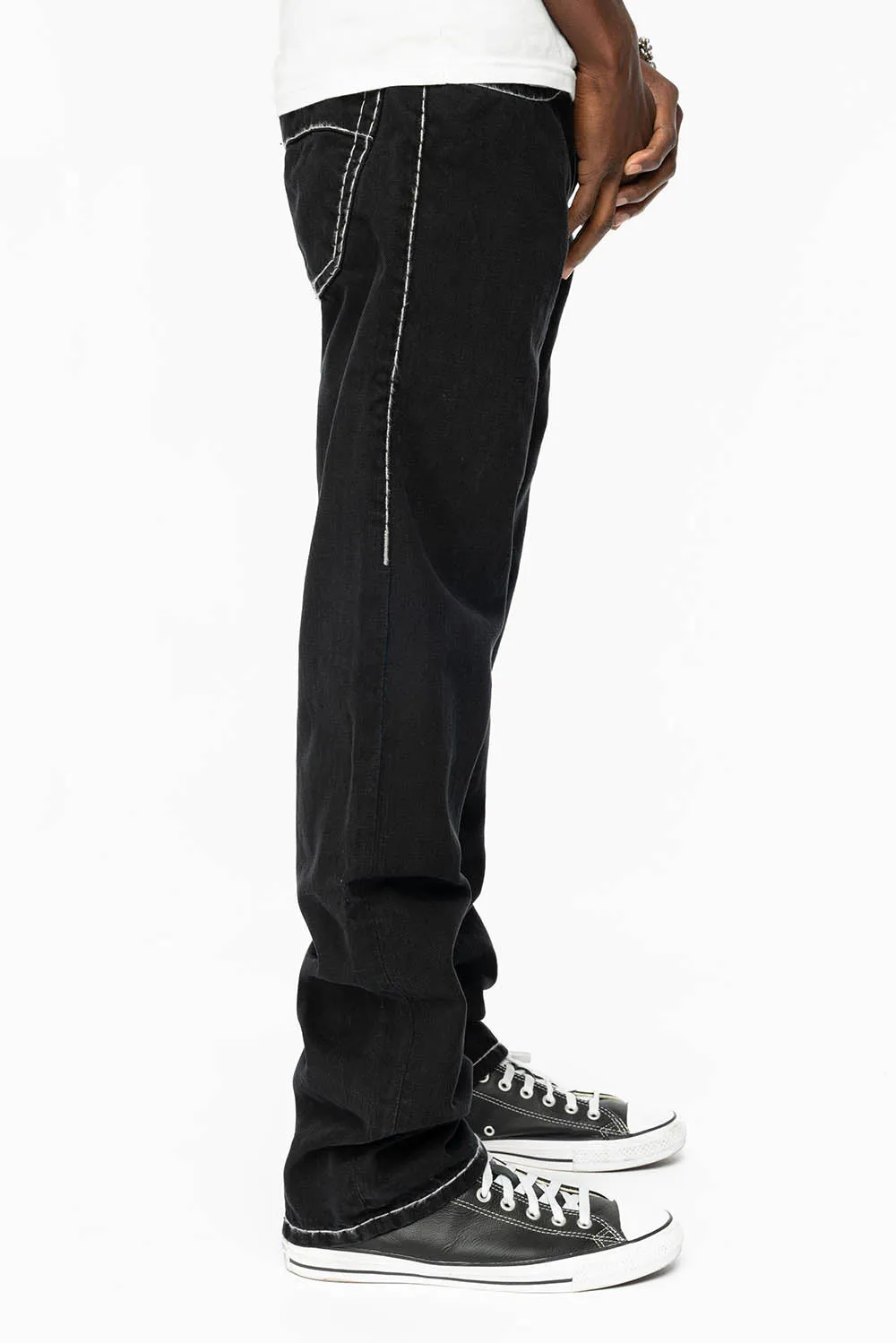 HEAVY STITCH JEANS IN PURE BLACK WITH WHITE CONTRAST sold by Robin's Jean product image thumbnail 4
