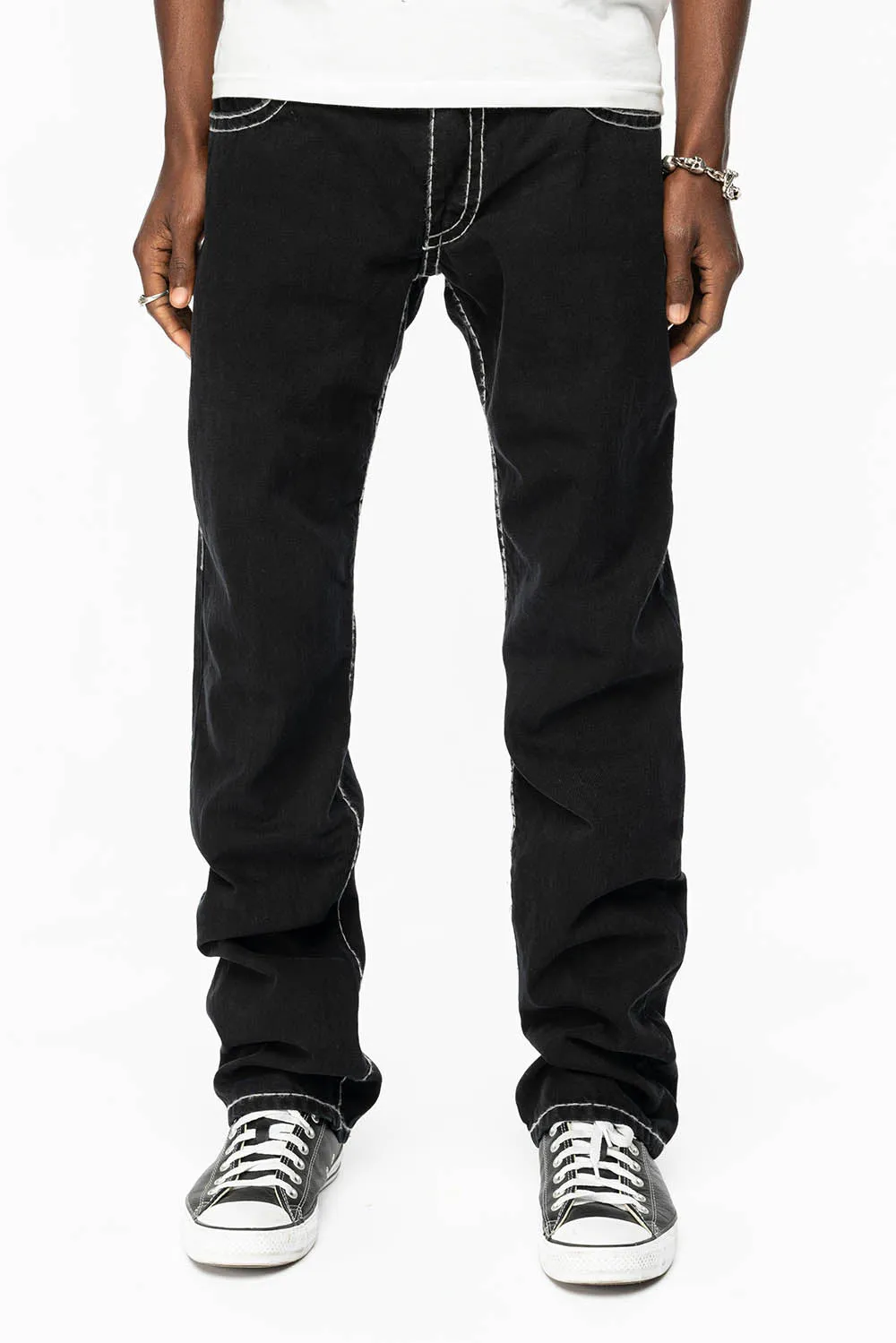 HEAVY STITCH JEANS IN PURE BLACK WITH WHITE CONTRAST sold by Robin's Jean product image thumbnail 3