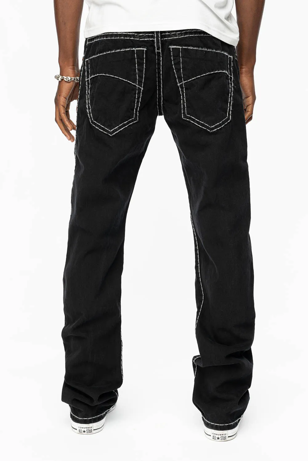 HEAVY STITCH JEANS IN PURE BLACK WITH WHITE CONTRAST sold by Robin's Jean product image thumbnail 5