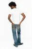 CLASSIC 5 POCKET  STRAIGHT  LEG JEANS  IN BLUE  3D MEDIUM WASH WITH PATCH sold by Robin's Jean