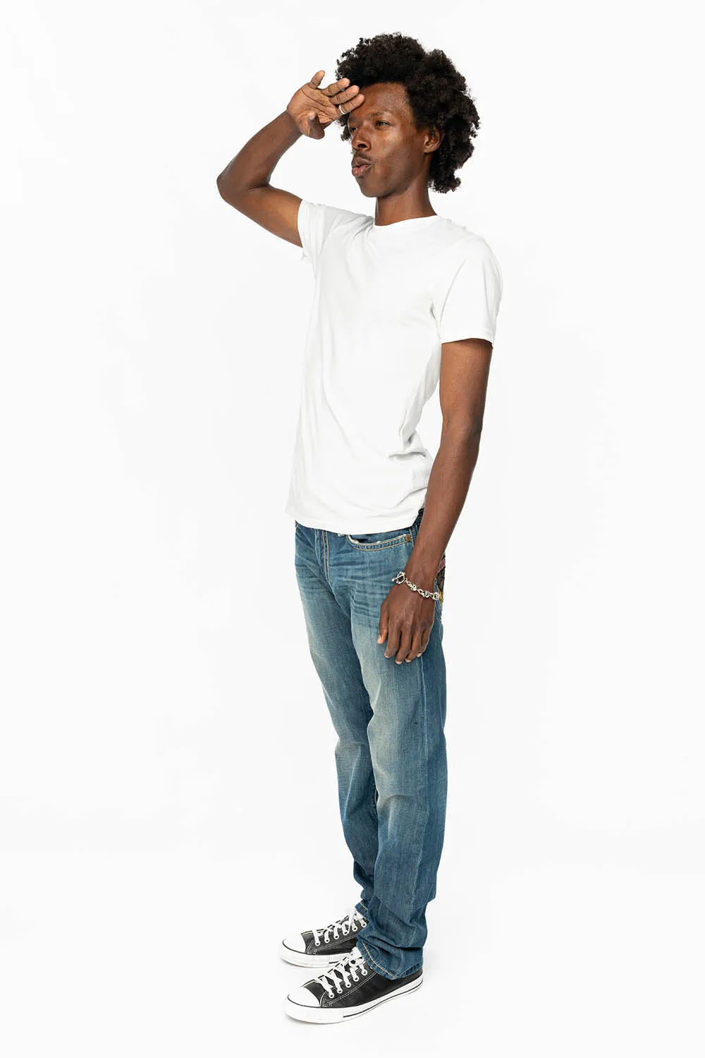 CLASSIC 5 POCKET STRAIGHT LEG JEANS IN BLUE 3D MEDIUM WASH WITH PATCH sold by Robin's Jean product image thumbnail 2