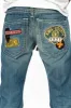 CLASSIC 5 POCKET  STRAIGHT  LEG JEANS  IN BLUE  3D MEDIUM WASH WITH PATCH sold by Robin's Jean