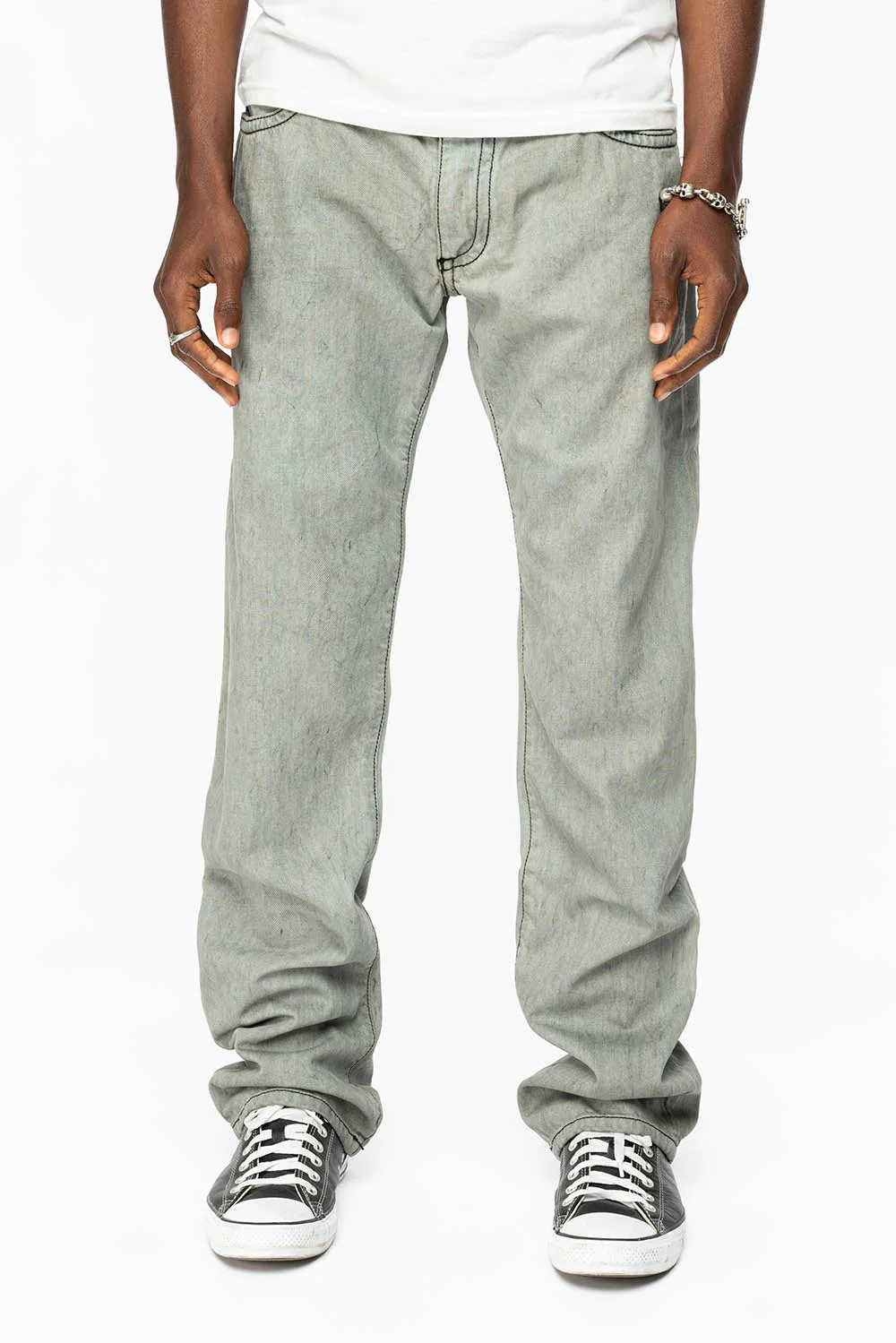 ROBIN’S LEATHER FLAP STRAIGHT LEG JEANS IN FUTURE WASH sold by Robin's Jean product image thumbnail 3