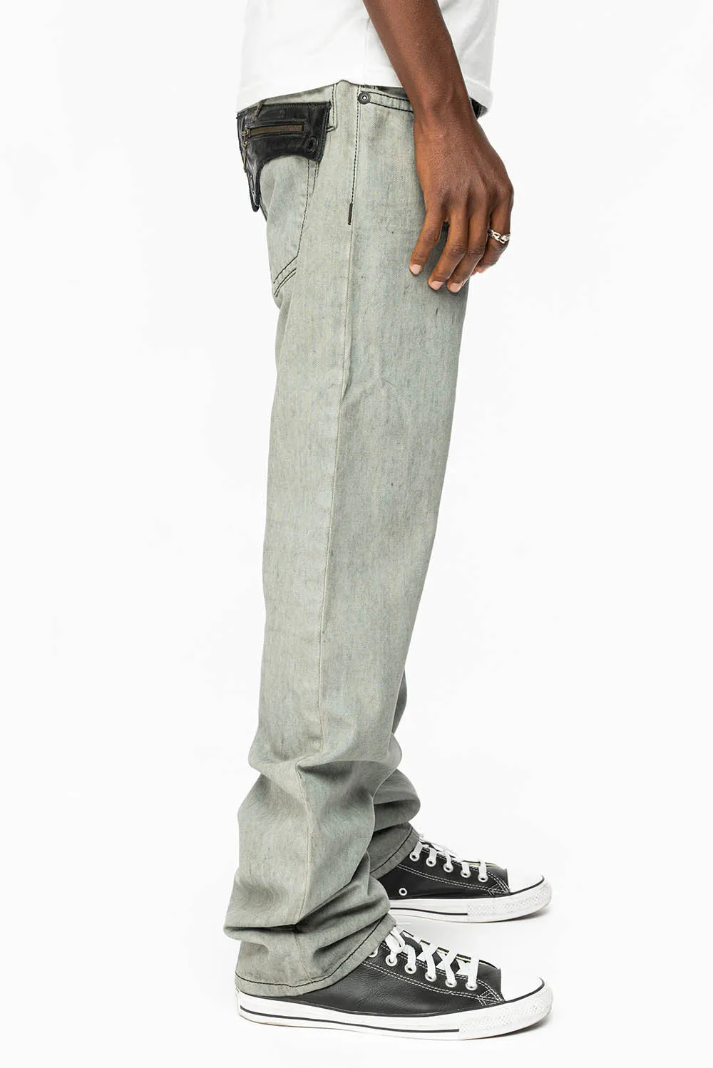 ROBIN’S LEATHER FLAP STRAIGHT LEG JEANS IN FUTURE WASH sold by Robin's Jean product image thumbnail 5