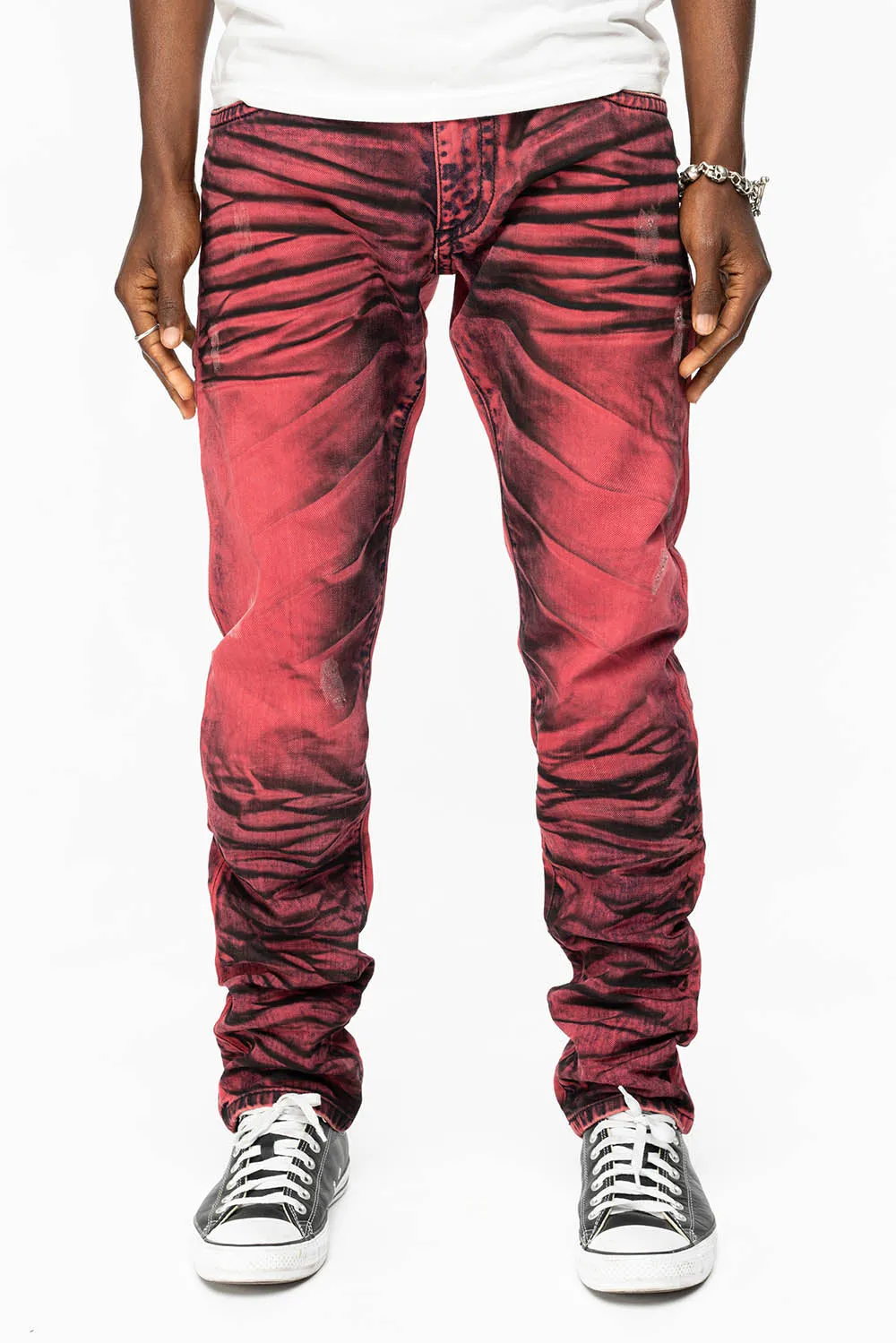 KILLER FLAP SLIM LEG JEANS WITH CRYSTALS AND NAILHEAD IN RED WASH BLACK sold by Robin's Jean product image thumbnail 4