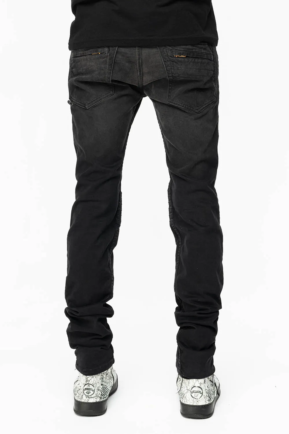 MENS MOTO BIKER JEANS IN BLACK PIGMENT SPRAY WASH sold by Robin's Jean product image thumbnail 2