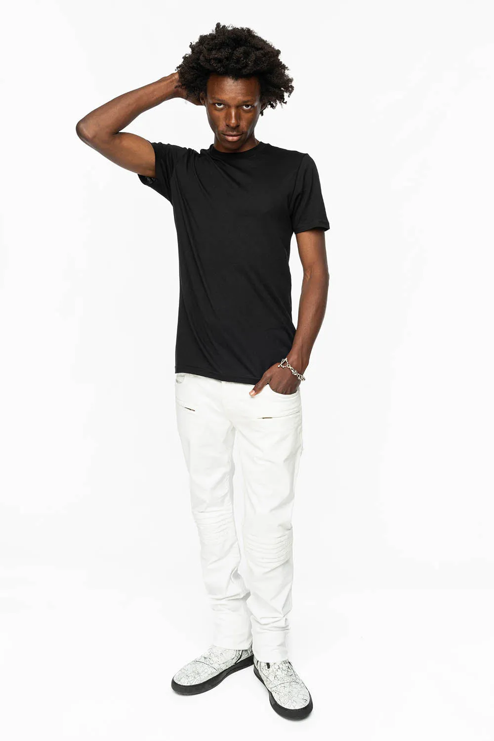 MENS MOTO BIKER JEANS IN WHITE sold by Robin's Jean product image thumbnail 4