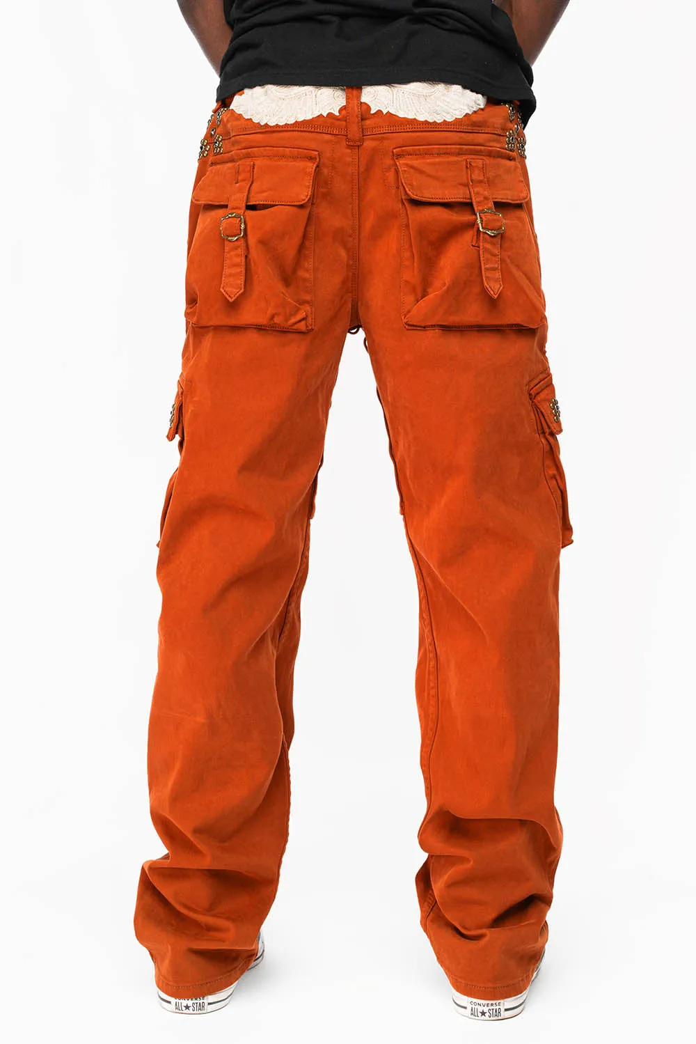 ROBINS NEW MILITARY STYLE CARGO PANTS IN ORANGE WITH WESTERN CRYSTAL MOTIF sold by Robin's Jean product image thumbnail 3