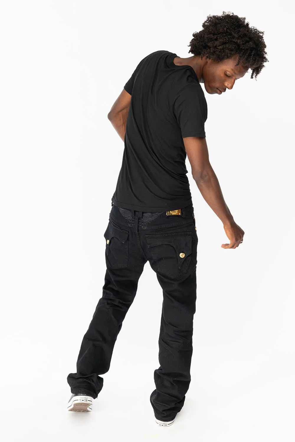 ROBIN’S KILLER FLAP MENS STRAIGHT LEG JEAN IN PURE BLACK sold by Robin's Jean product image thumbnail 5