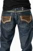 INDIAN W/BROWN LEATHER ZIPPER FLAPS IN RINSE WASH WITH STUDS sold by Robin's Jean