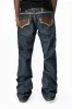 INDIAN W/BROWN LEATHER ZIPPER FLAPS IN RINSE WASH WITH STUDS sold by Robin's Jean
