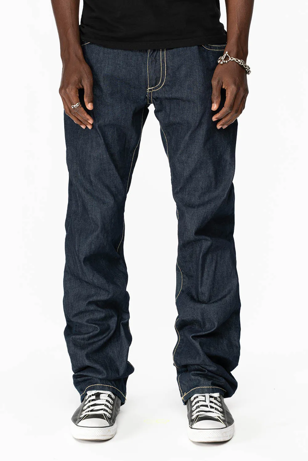 CLINT W/BROWN LEATHER ZIPPER FLAPS IN RINSE WASH WITH ANTIQUE BRASS EMBELLISHMENT sold by Robin's Jean product image thumbnail 4