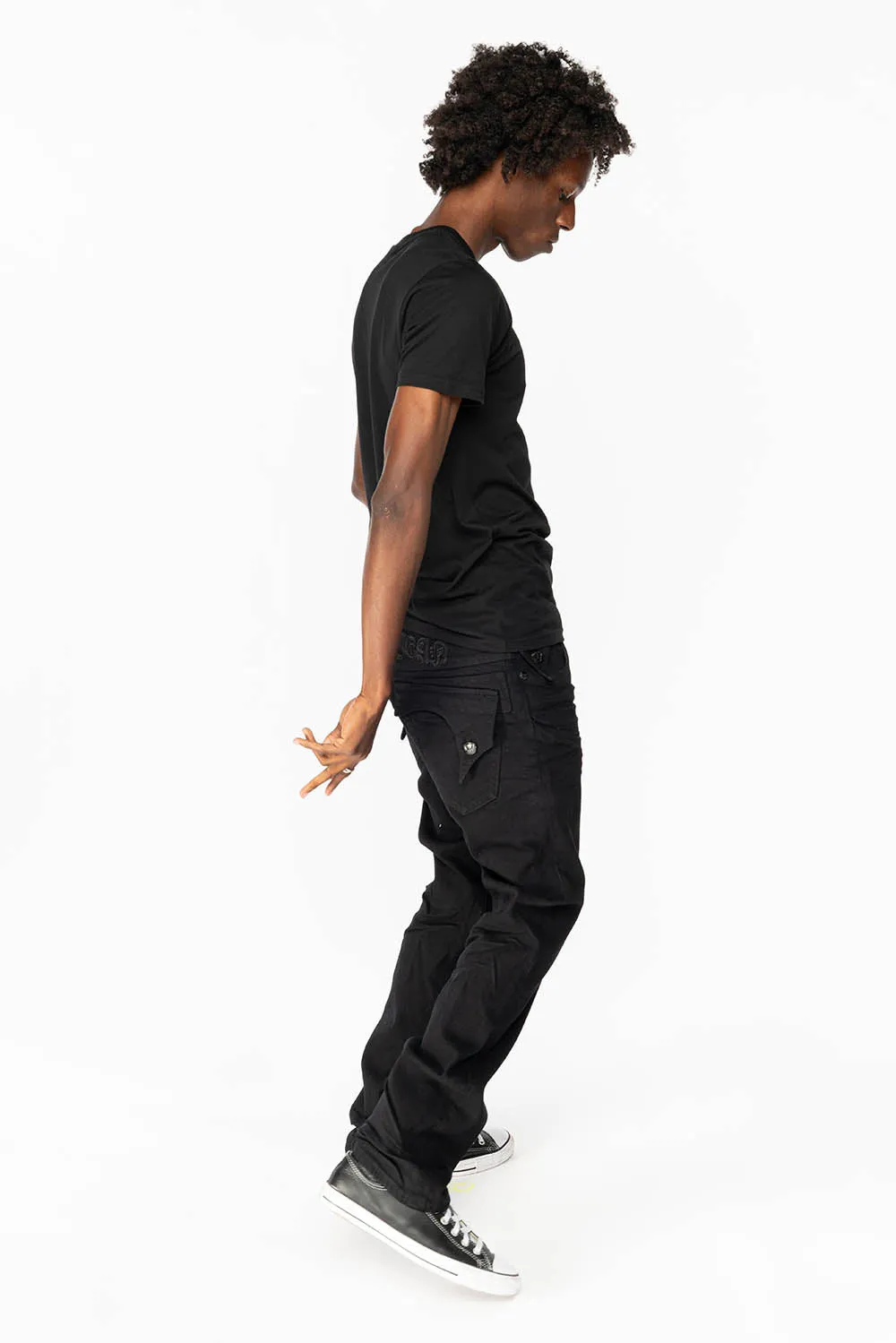 KILLER FLAP MENS STRAIGHT LEG JEAN IN PURE BLACK sold by Robin's Jean product image thumbnail 5