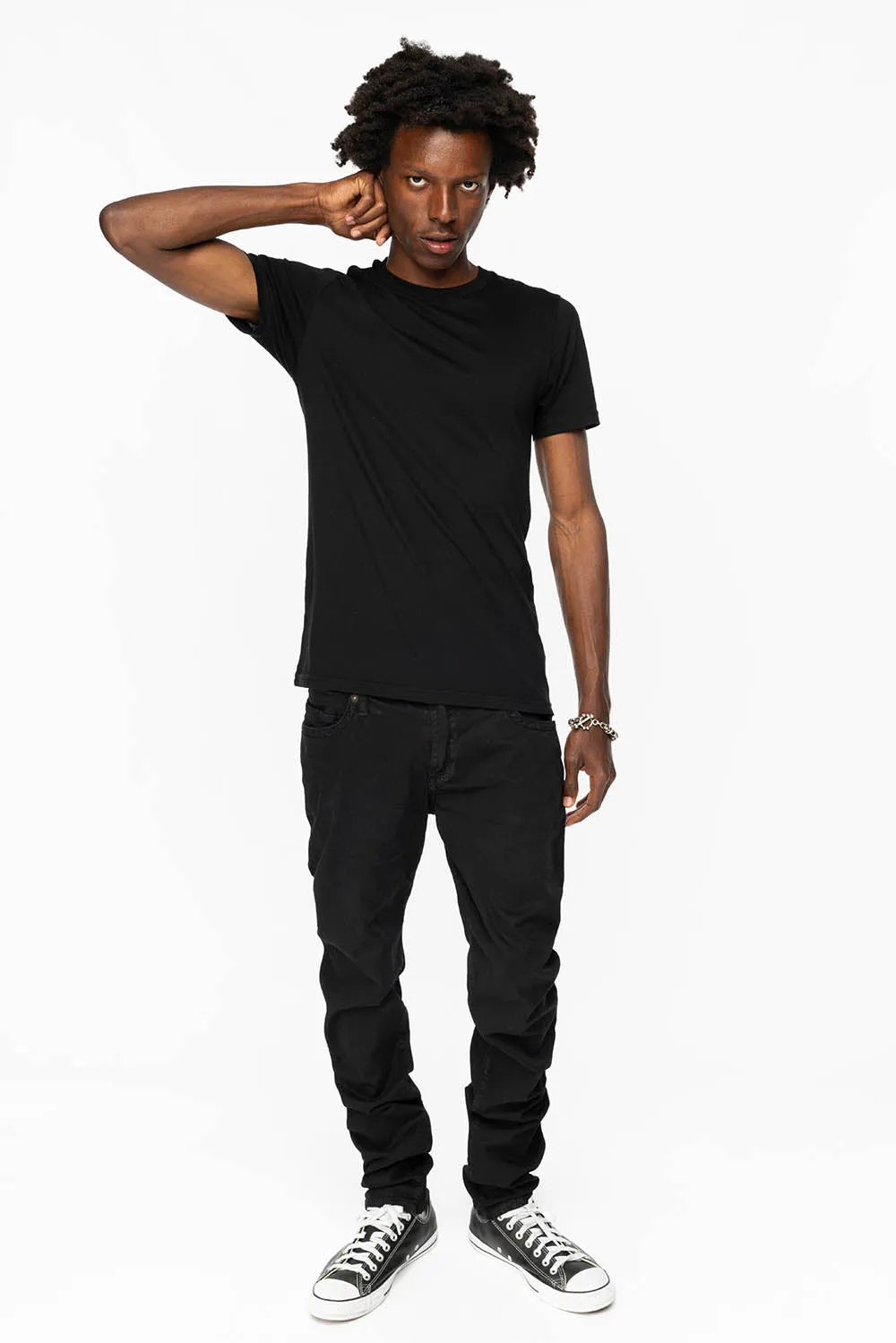 LONG FLAP SLIM FIT MENS JEANS WITH RED CRYSTALS IN ANTIQUE BLACK sold by Robin's Jean product image thumbnail 3